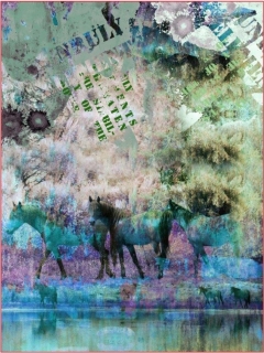 PANEL KONE - Zeleno-modrý podklad 200 x 150 cm